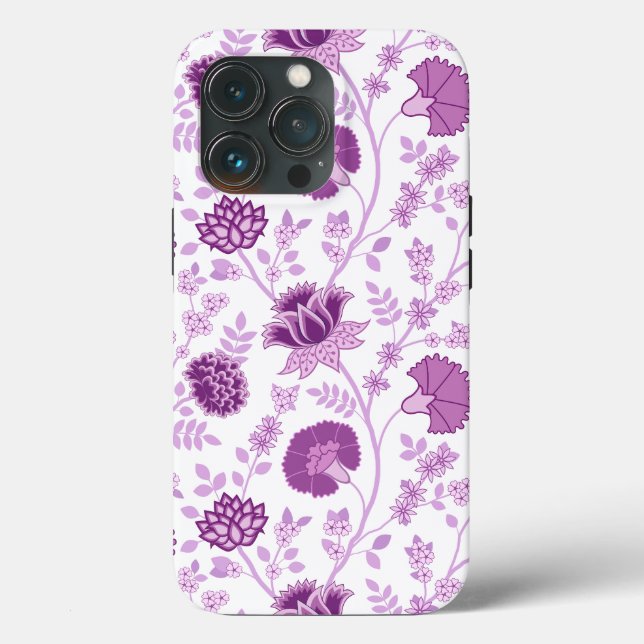 Jacobean Floral Big Pattern Pinks on White Case-Mate iPhone Case (Back)