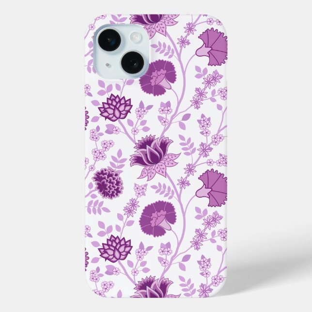 Jacobean Floral Big Pattern Pinks on White Case-Mate iPhone Case (Back)