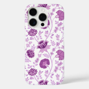 Jacobean Floral Big Pattern Pinks on White iPhone 16 Pro Case