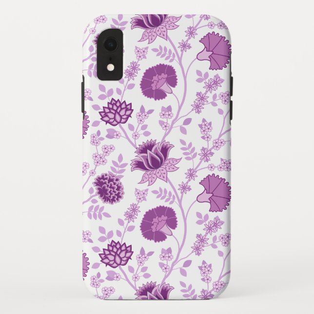 Jacobean Floral Big Pattern Pinks on White Case-Mate iPhone Case (Back)