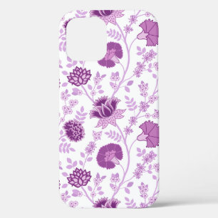Jacobean Floral Big Pattern Pinks on White iPhone 12 Case