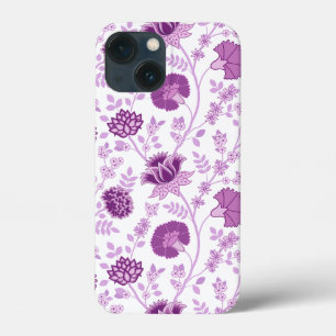 Jacobean Floral Big Pattern Pinks on White iPhone 13 Mini Case