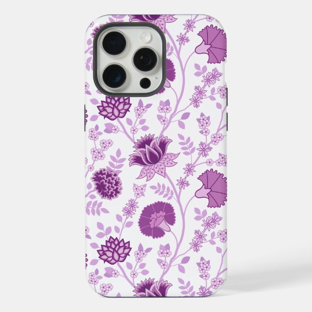 Jacobean Floral Big Pattern Pinks on White iPhone Case (Back)