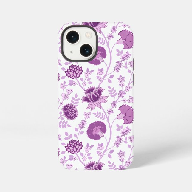 Jacobean Floral Big Pattern Pinks on White iPhone Case (Back)