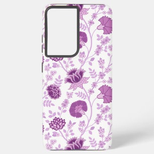 Jacobean Floral Big Pattern Pinks on White Samsung Galaxy Case