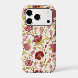 Jacobean Floral Big Pattern Reds Pinks Gold Cream