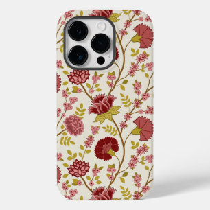Jacobean Floral Big Pattern Reds Pinks Gold Cream Case-Mate iPhone 14 Pro Case