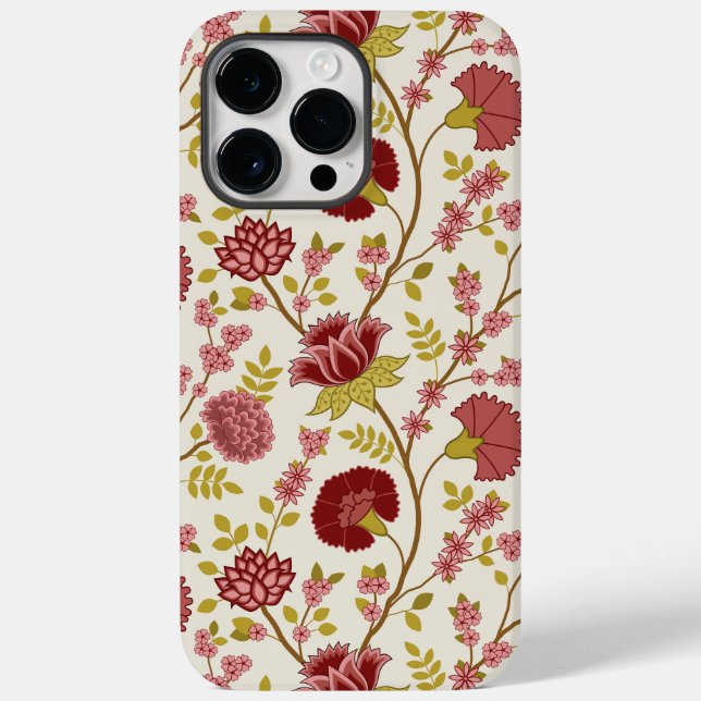 Jacobean Floral Big Pattern Reds Pinks Gold Cream Case-Mate iPhone Case (Back)