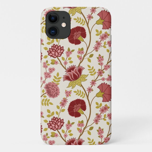 Jacobean Floral Big Pattern Reds Pinks Gold Cream Case-Mate iPhone Case (Back)