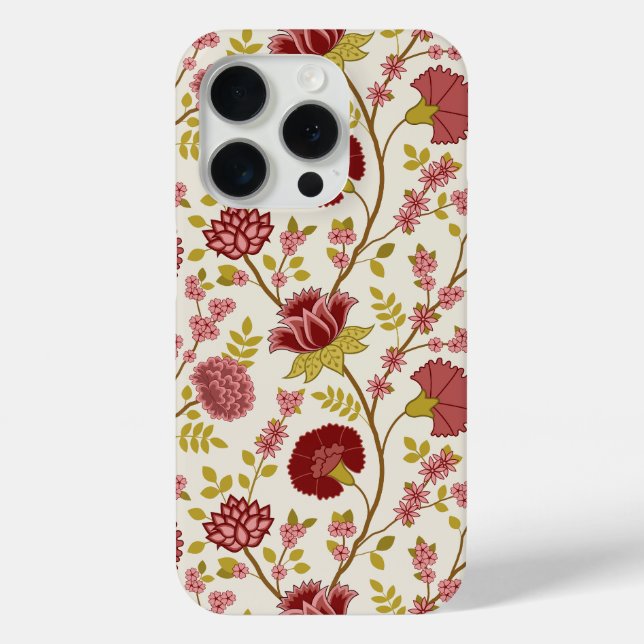 Jacobean Floral Big Pattern Reds Pinks Gold Cream Case-Mate iPhone Case (Back)