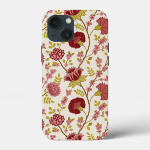Jacobean Floral Big Pattern Reds Pinks Gold Cream iPhone 13 Mini Case