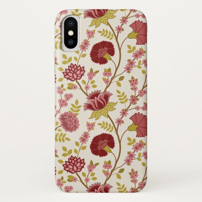 Jacobean Floral Big Pattern Reds Pinks Gold Cream Case-Mate iPhone Case (Back)