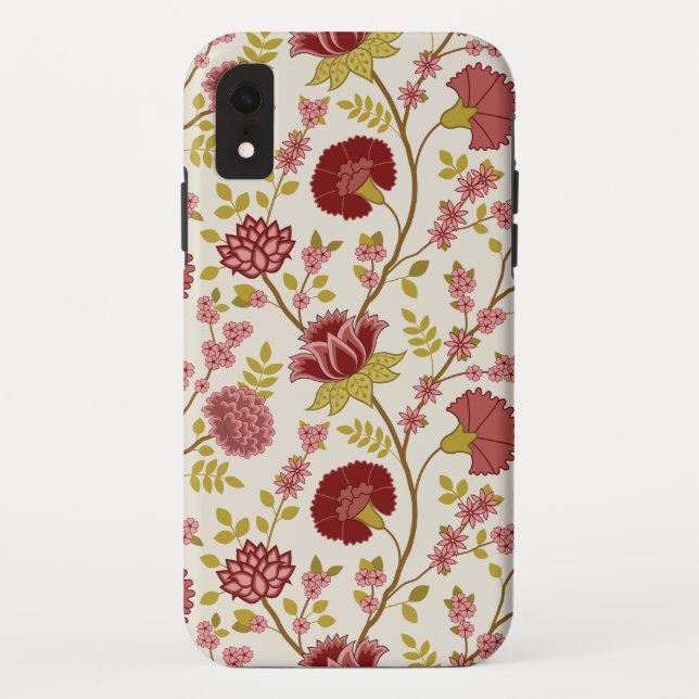 Jacobean Floral Big Pattern Reds Pinks Gold Cream Case-Mate iPhone Case (Back)