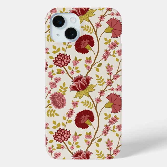 Jacobean Floral Big Pattern Reds Pinks Gold Cream Case-Mate iPhone Case (Back)