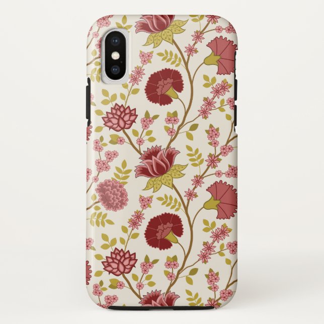 Jacobean Floral Big Pattern Reds Pinks Gold Cream Case-Mate iPhone Case (Back)