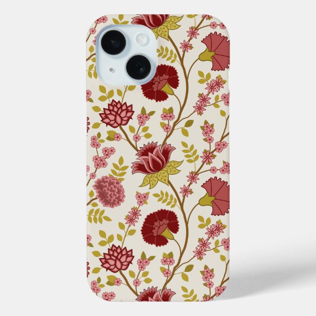 Jacobean Floral Big Pattern Reds Pinks Gold Cream Case-Mate iPhone Case (Back)