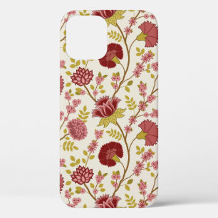 Jacobean Floral Big Pattern Reds Pinks Gold Cream iPhone 12 Case