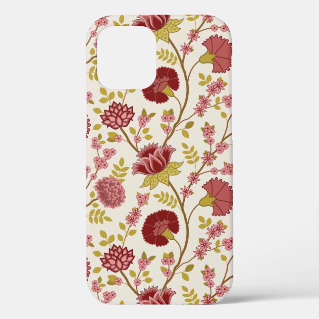 Jacobean Floral Big Pattern Reds Pinks Gold Cream Case-Mate iPhone Case (Back)
