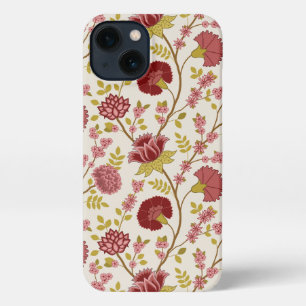 Jacobean Floral Big Pattern Reds Pinks Gold Cream iPhone 13 Case