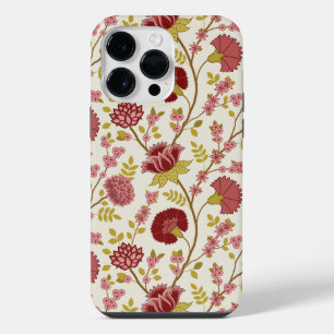 Jacobean Floral Big Pattern Reds Pinks Gold Cream iPhone 14 Pro Max Case