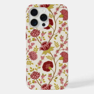 Jacobean Floral Big Pattern Reds Pinks Gold Cream iPhone 15 Pro Max Case