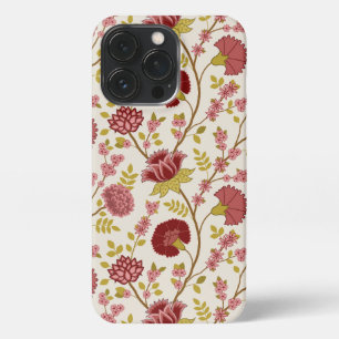 Jacobean Floral Big Pattern Reds Pinks Gold Cream iPhone 13 Pro Case