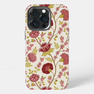 Jacobean Floral Big Pattern Reds Pinks Gold Cream iPhone 13 Pro Case
