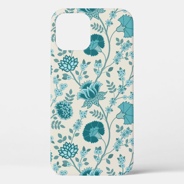 Jacobean Floral Big Pattern Teals on Cream Case-Mate iPhone Case (Back)