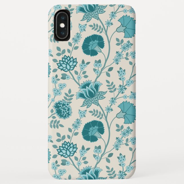 Jacobean Floral Big Pattern Teals on Cream Case-Mate iPhone Case (Back)