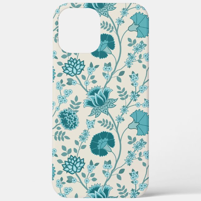 Jacobean Floral Big Pattern Teals on Cream Case-Mate iPhone Case (Back)