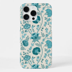 Jacobean Floral Big Pattern Teals on Cream iPhone 16 Pro Max Case