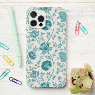 Jacobean Floral Big Pattern Teals on Cream iPhone 12 Pro Max Case