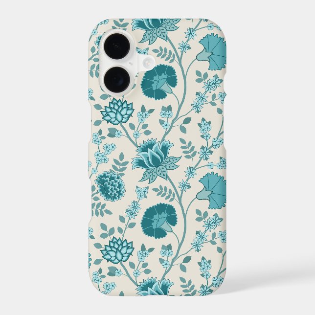 Jacobean Floral Big Pattern Teals on Cream Samsung Galaxy Case (Back)