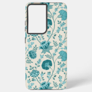 Jacobean Floral Big Pattern Teals on Cream Samsung Galaxy Case