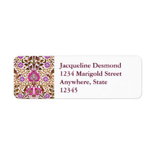 Jacobean Floral Damask, Pink, Violet and Brown
