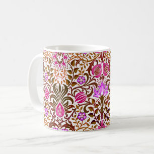 Jacobean Floral Damask, Pink, Violet and Brown Coffee Mug