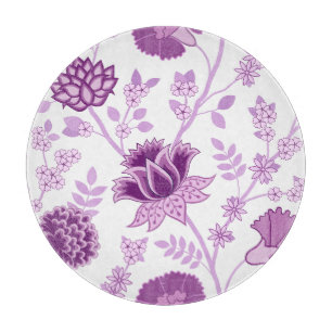 Jacobean Floral Lg Pattern Pinks on White Cutting Board