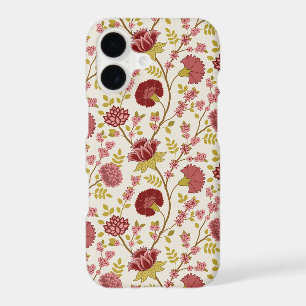 Jacobean Floral Pattern Reds Pinks Gold Cream