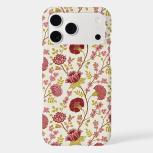 Jacobean Floral Pattern Reds Pinks Gold Cream
