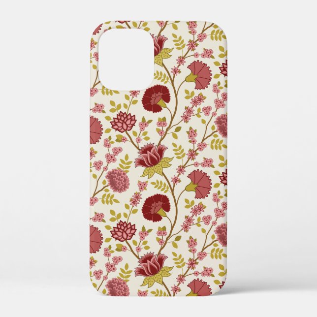 Jacobean Floral Pattern Reds Pinks Gold Cream Case-Mate iPhone Case (Back)
