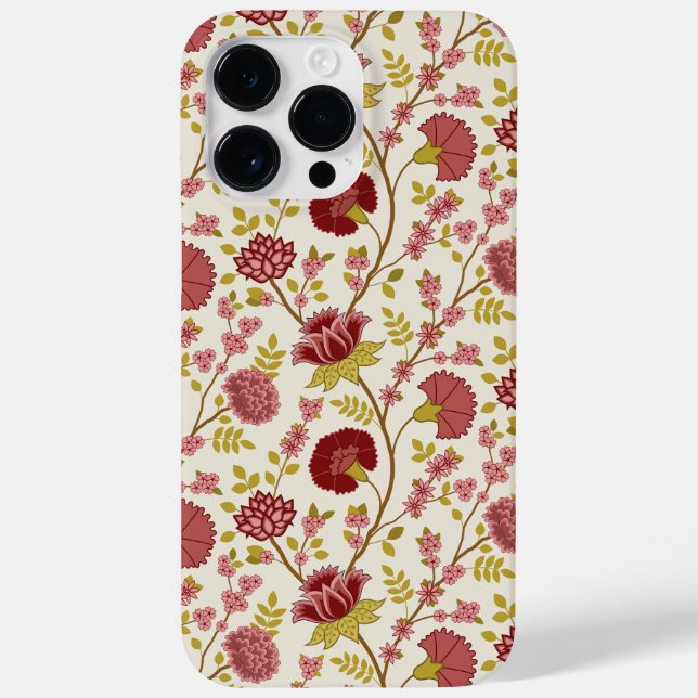 Jacobean Floral Pattern Reds Pinks Gold Cream Case-Mate iPhone Case (Back)