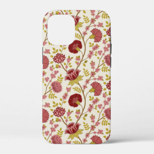Jacobean Floral Pattern Reds Pinks Gold Cream iPhone 12 Mini Case