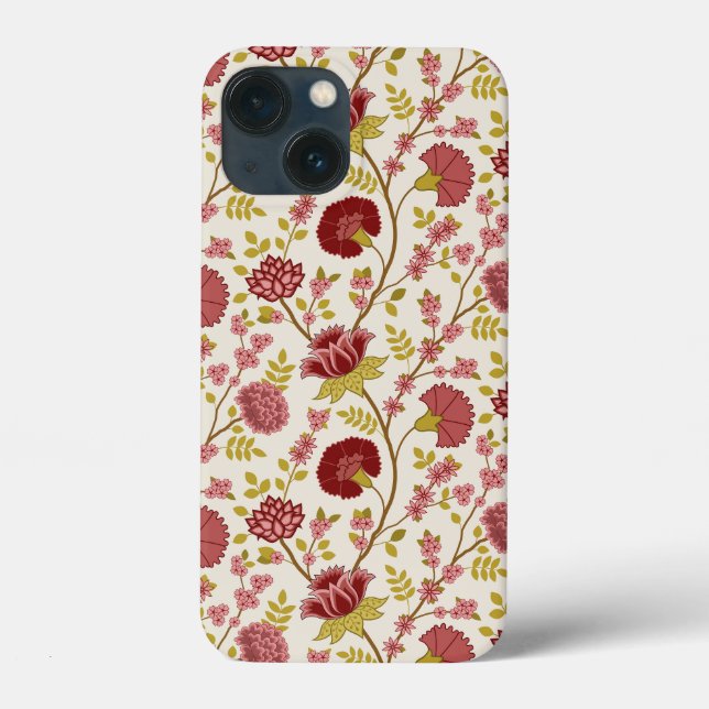 Jacobean Floral Pattern Reds Pinks Gold Cream Case-Mate iPhone Case (Back)