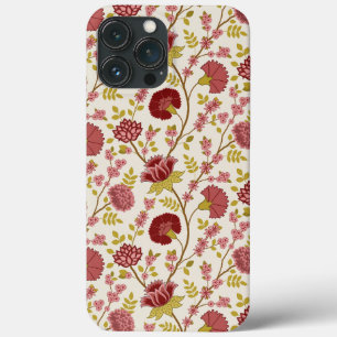 Jacobean Floral Pattern Reds Pinks Gold Cream iPhone 13 Pro Max Case