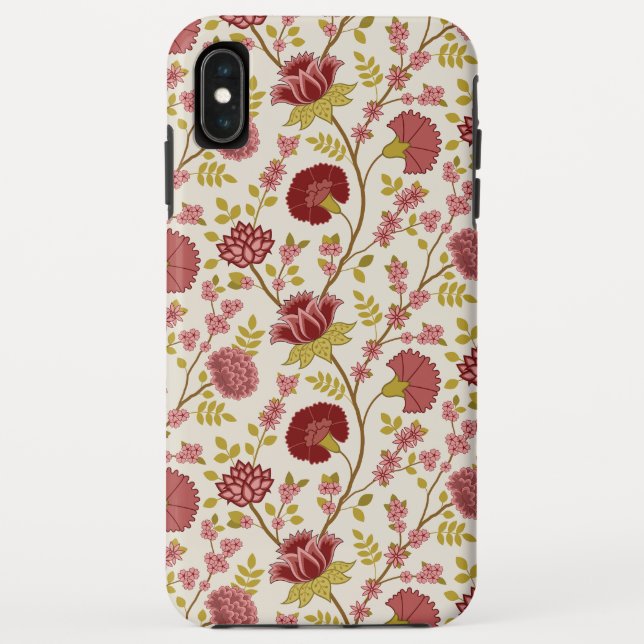 Jacobean Floral Pattern Reds Pinks Gold Cream Case-Mate iPhone Case (Back)