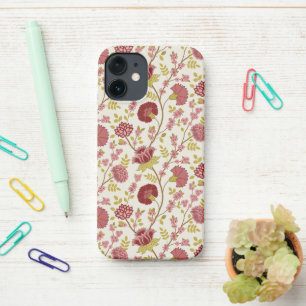 Jacobean Floral Pattern Reds Pinks Gold Cream iPhone 12 Mini Case