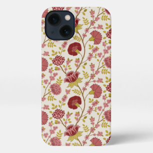 Jacobean Floral Pattern Reds Pinks Gold Cream iPhone 13 Case
