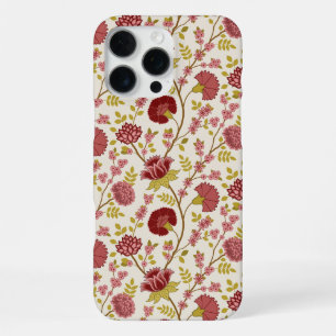 Jacobean Floral Pattern Reds Pinks Gold Cream iPhone 16 Pro Max Case