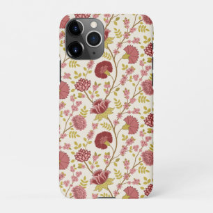 Jacobean Floral Pattern Reds Pinks Gold Cream iPhone 11Pro Case