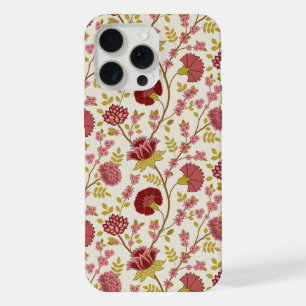 Jacobean Floral Pattern Reds Pinks Gold Cream iPhone 15 Pro Max Case